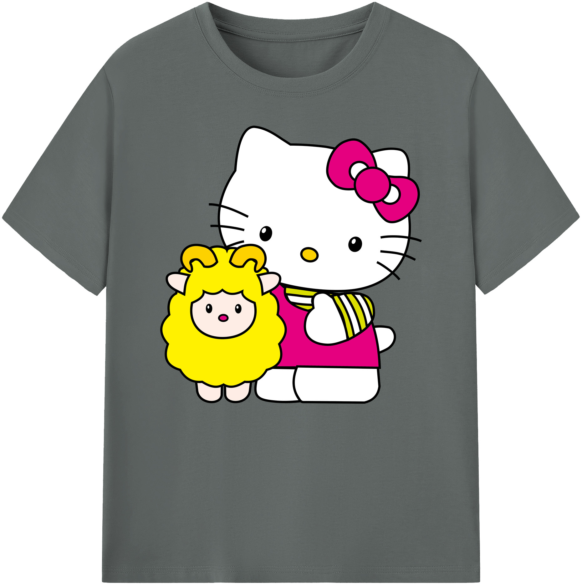 （画像用） Hello Kitty ハローキティ 綿100％ メンズ半袖Tシャツ｜肌触りやわらか＆通気性